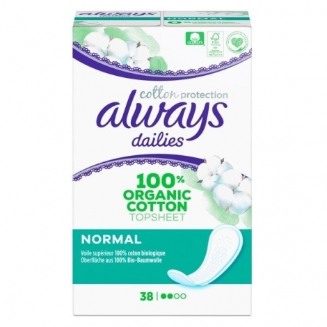 Always Dailies Protège-Slip Cotton Protection Normal 38 pièces pas cher, discount
