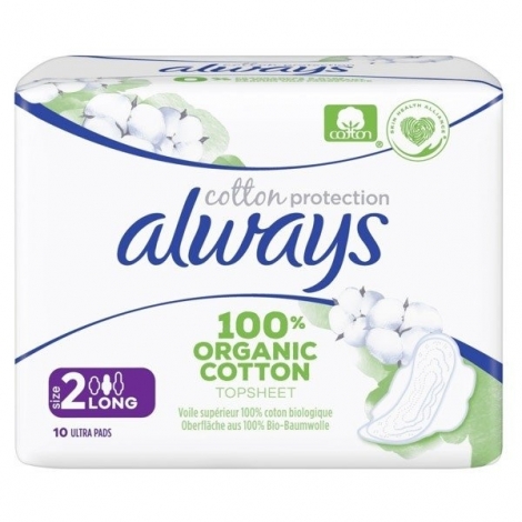 Always Serviettes Cotton Protection Long 10 pièces pas cher, discount