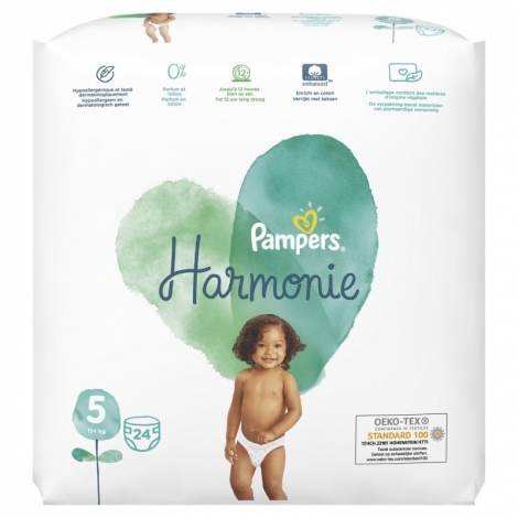 Pampers Harmonie Taille 5 11+ kg 24 couches pas cher, discount