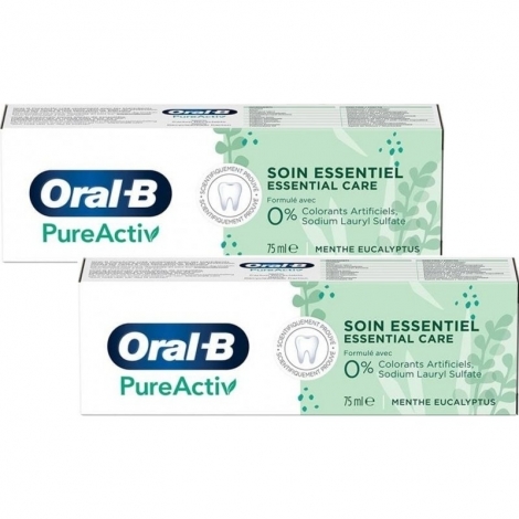 Oral-B Pure Activ Dentifrice Soin Essentiel 2x75ml pas cher, discount