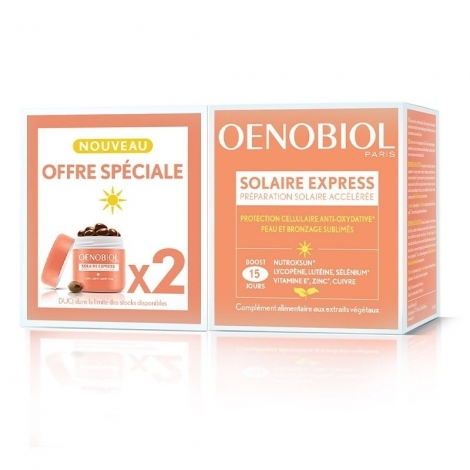 Oenobiol Solaire Express Préparation Solaire Accélérée 2 x 15 capsules OFFRE SPÉCIALE pas cher, discount