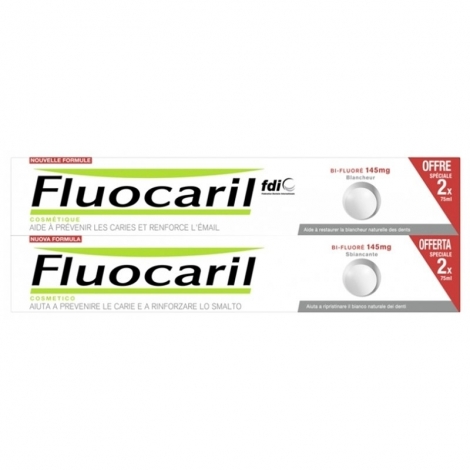 Fluocaril Dentifrice Bi-Fluoré 145mg Blancheur 2 x 75ml pas cher, discount
