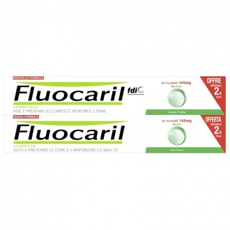 Fluocaril Dentifrice Bi-Fluoré 145mg Menthe 2 x 75ml pas cher, discount