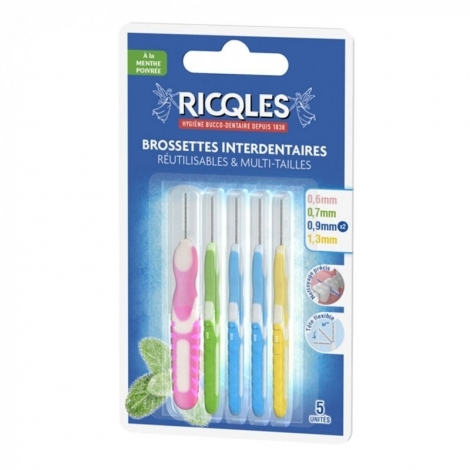 Ricqles Brossettes Interdentaires Réutilisables & Multi-Tailles 5 unités pas cher, discount