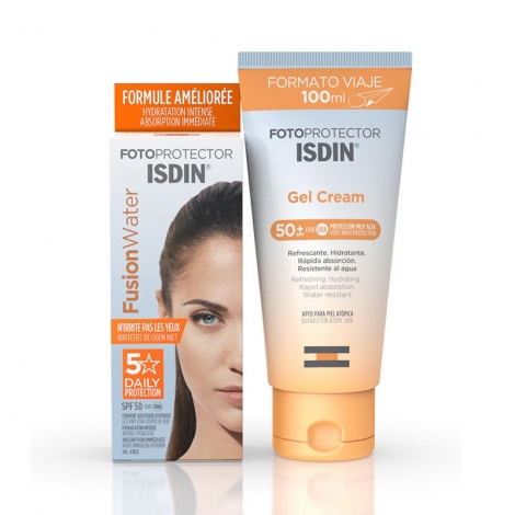 Isdin Fotoprotector Fusion Water SPF50 50ml + Gel Cream 100ml pas cher, discount