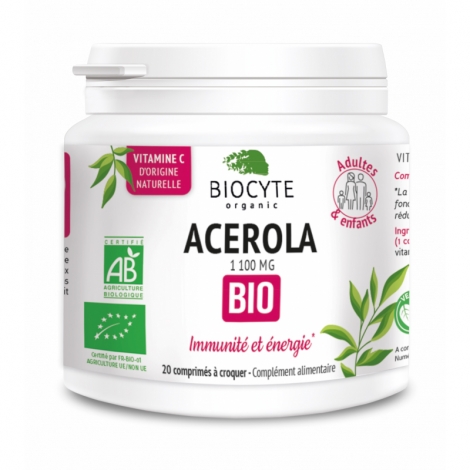 Biocyte Acérola 1100mg Bio 20 comprimés à croquer pas cher, discount