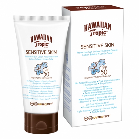 Hawaiian Tropic Sensitive Skin Lotion Corps SPF50 90ml pas cher, discount