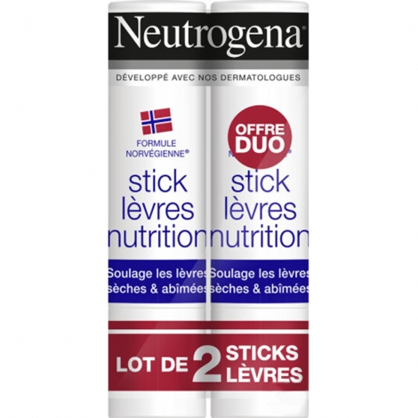 Neutrogena Formule Norvégienne Stick Lèvres Nutrition 2 x 4,8g OFFRE SPÉCIALE pas cher, discount