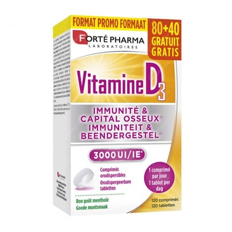 Forte Pharma Vitamine D3 3000UI 80 comprimés + 40 GRATUITS pas cher, discount