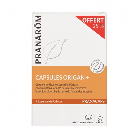 Pranarôm Pranacaps Capsules Origan+ 25% OFFERT 60 + 15 capsules pas cher, discount