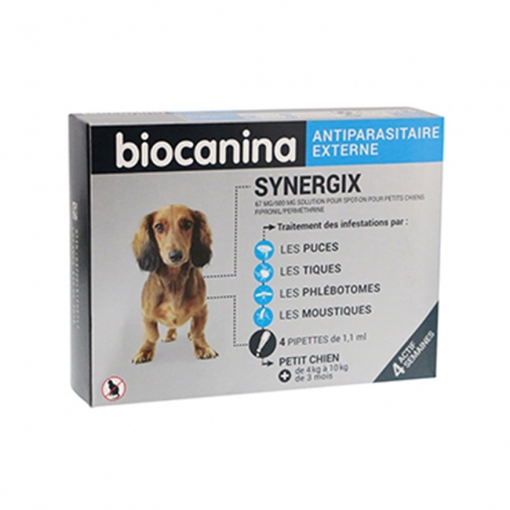 Biocanina Synergix Petit Chien 4 à 10kg 4 pipettes pas cher, discount