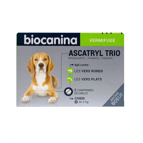 Biocanina Ascatryl Trio Vermifuge Chien + de 2kg 2 comprimés pas cher, discount