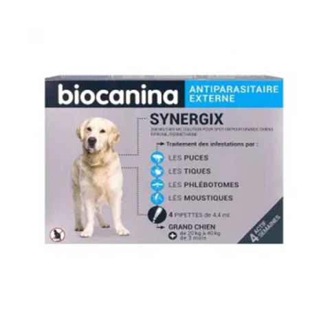 Biocanina Synergix Grand Chien 20 à 40kg 4 pipettes pas cher, discount