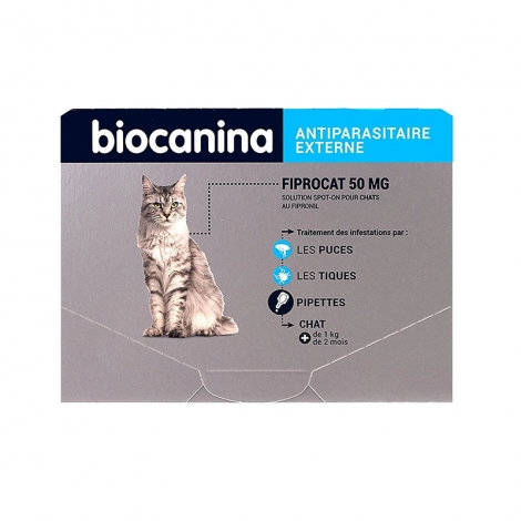 Biocanina Fiprocat 50mg Chat + de 1kg 3 pipettes pas cher, discount