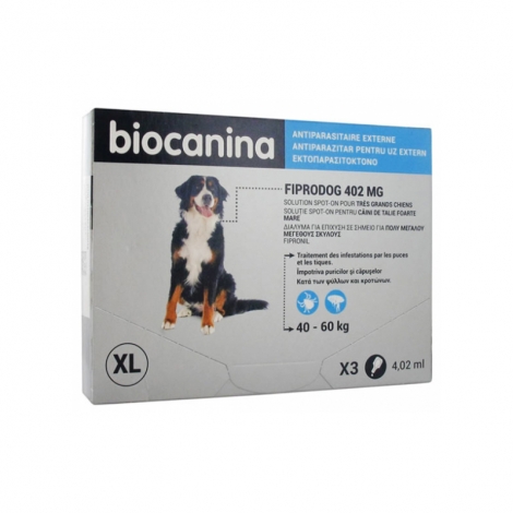 Biocanina Fiprodog 402mg Très Grand Chien de 40 à 60kg 3 pipettes pas cher, discount