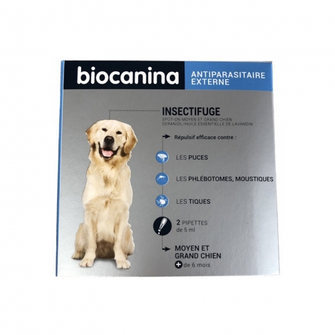 Biocanina Insectifuge Naturel Spot-On Moyen et Grand Chien 2 pipettes pas cher, discount