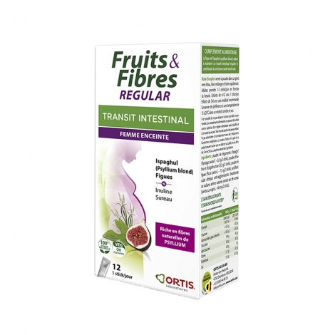 Ortis Fruits & Fibres Regular Transit Intestinal Femme Enceinte 12 sticks pas cher, discount