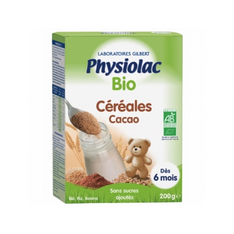Physiolac Bio Céréales Cacao Dès 6 mois 200g pas cher, discount