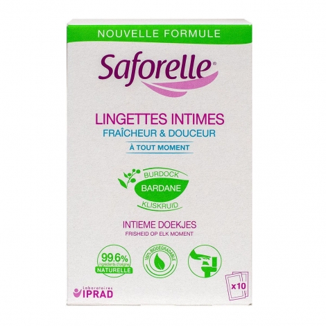 Saforelle Lingettes Intimes Fraîcheur & Douceur 10 sachets pas cher, discount