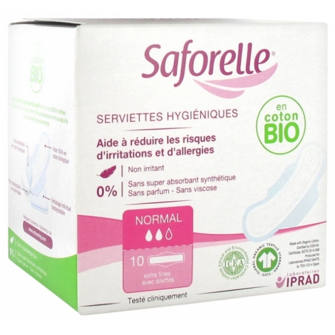 Saforelle Coton Protect Serviettes Hygiéniques x10 pas cher, discount