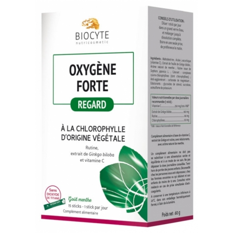 Biocyte Oxygène Forte Regard à la Chlorophyle d'Origine Végétale 15 sticks  pas cher, discount