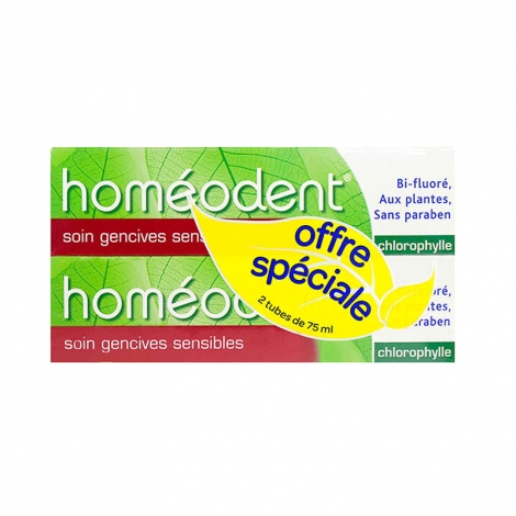 Homéodent Soin Gencives Sensibles Chlorophylle 2x75ml  pas cher, discount