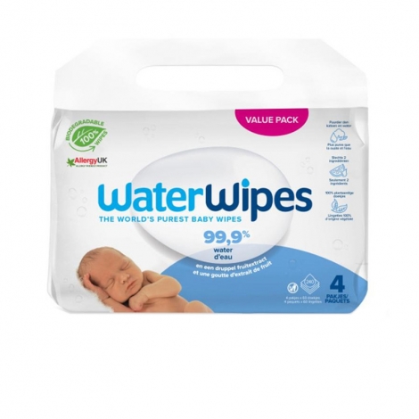 Water Wipes Pack Lingettes Bébé Bio 4x60 Pièces pas cher, discount