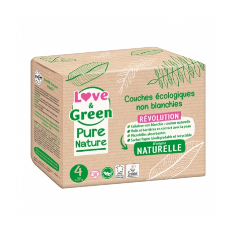 Love & Green Pure Nature Couches Écologiques non Blanchies Taille 4 38 pièces pas cher, discount
