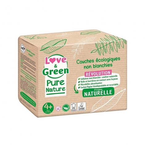 Love & Green Pure Nature Couches Écologiques non Blanchies Taille 4+ 35 pièces pas cher, discount