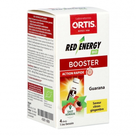 Ortis Red Energy Saveur Citron-Gingembre Bio 4 shots pas cher, discount