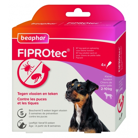 Beaphar FIPROtec 67 mg Solution Spot-On Chiens de Petite Taille 2-10kg 4x0,67ml pas cher, discount