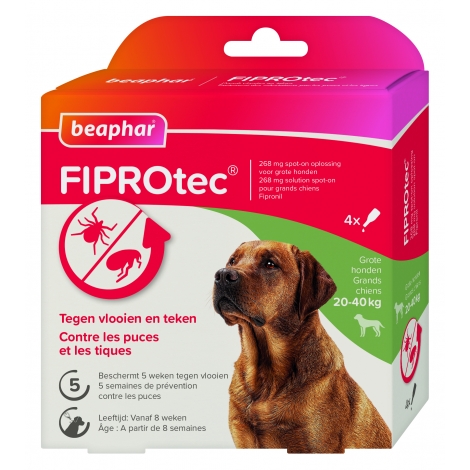 Beaphar FIPROtec 268 mg Solution Spot-On Grands Chiens 20-40kg 4x2,68ml pas cher, discount