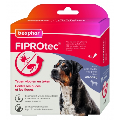 Beaphar FIPROtec 402 mg Solution Spot-On Très Grands Chiens 40-60kg 4x4,02ml pas cher, discount