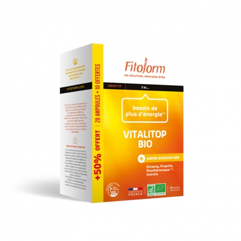Fitoform Vitalitop Bio 20 ampoules + 10 offertes pas cher, discount