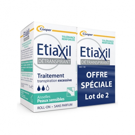 Etiaxil Détranspirant Traitement Transpiration Excessive Aisselles Peaux Normales Roll-On 2x15ml pas cher, discount