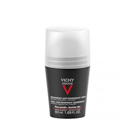 Vichy Homme Déodorant Peaux Sensibles Anti-Transpirant 48H Roll-On 50 ml pas cher, discount