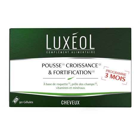 Luxéol Cheveux Pousse, Croissance & Fortification 3 mois 3x30 gélules pas cher, discount