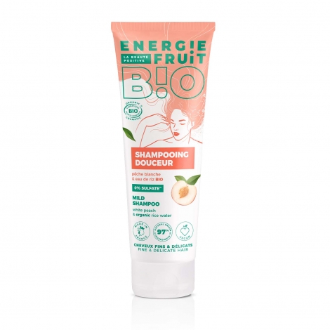 Energie Fruit Shampooing Douceur sans Sulfate Pêche Blanche & Eau de Riz Bio 250ml pas cher, discount