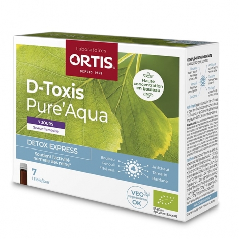 Ortis D-Toxis Pure'Aqua Detox Express Saveur Framboise Bio 7x15ml pas cher, discount