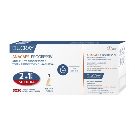 Ducray Anacaps Progressiv Anti-Chute Progressive OFFRE SPECIALE 3x30 capsules pas cher, discount