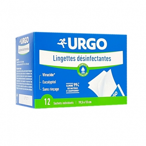 CADEAU : Urgo Lingettes Désinfectantes - 12 lingettes sachets individuels fibres 100 % d'origine naturelle pas cher, discount