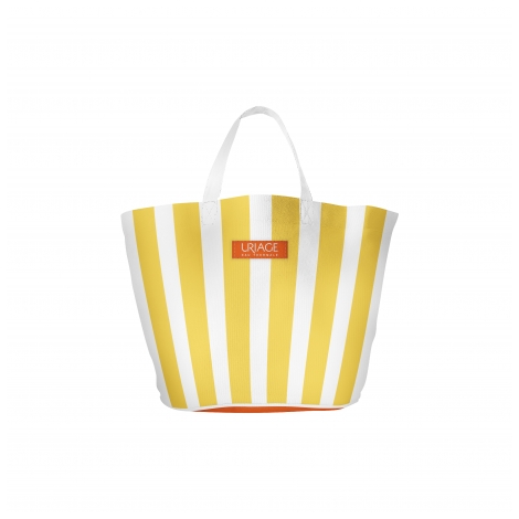 Cadeau : Uriage - Un sac de plage jaune et blanc pas cher, discount