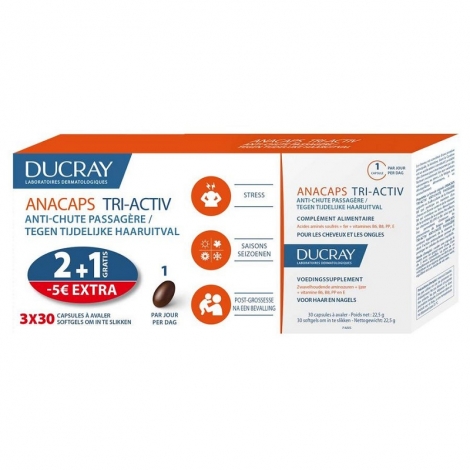 Ducray Anacaps Tri-Activ Tripack 3 x 30 capsules pas cher, discount