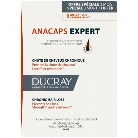 Ducray Anacaps Expert Antichute Progressive 90 gélules pas cher, discount