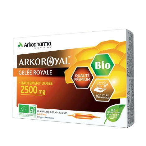 Arkopharma Arkoroyal Gelée Royale 2500 mg bio 20 ampoules pas cher, discount
