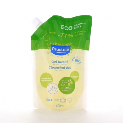 Mustela Gel lavant bio éco-recharge 400ml pas cher, discount