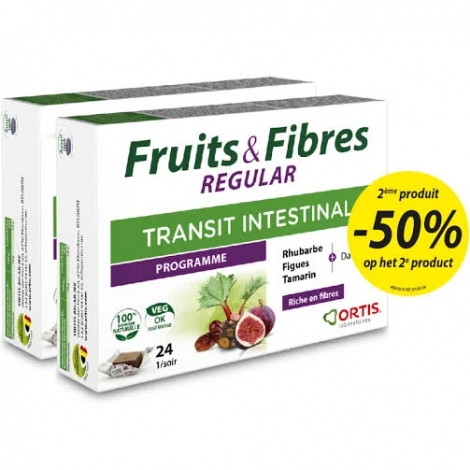 Ortis Fruits & Fibres Regular Transit Intestinal 2 x 24 cubes pas cher, discount