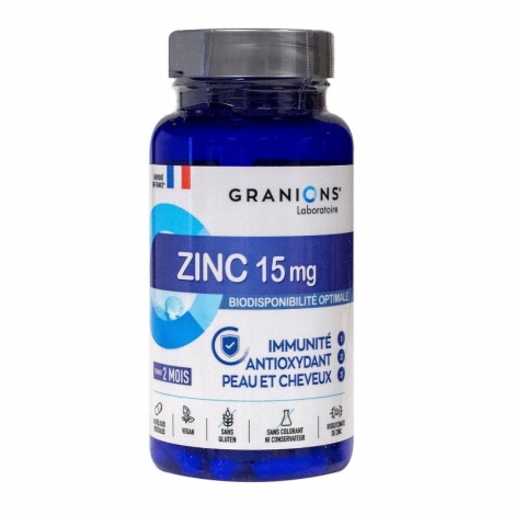 Granions Zinc 15mg Immunité + Antioxydant + Peau & cheveux 60 gélules pas cher, discount