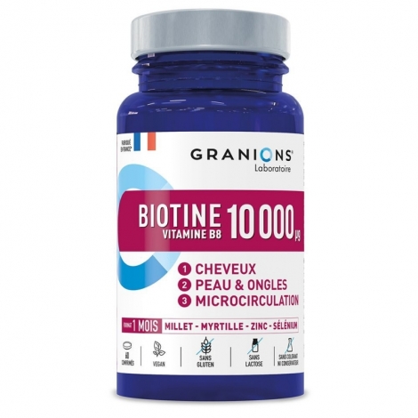 Granions Biotine 10mg Cheveux + Peau & ongles + Microcirculation 60 comprimés pas cher, discount