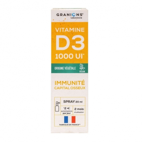 Granions Vitamine D3 1000UI Immunité + Capital osseux spray 20ml pas cher, discount